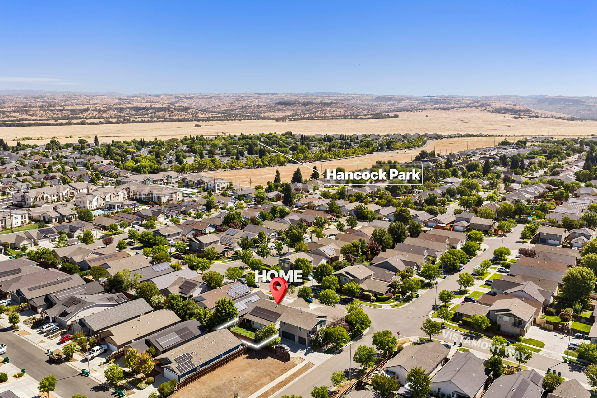 Aerial showing Hancock Park near the home