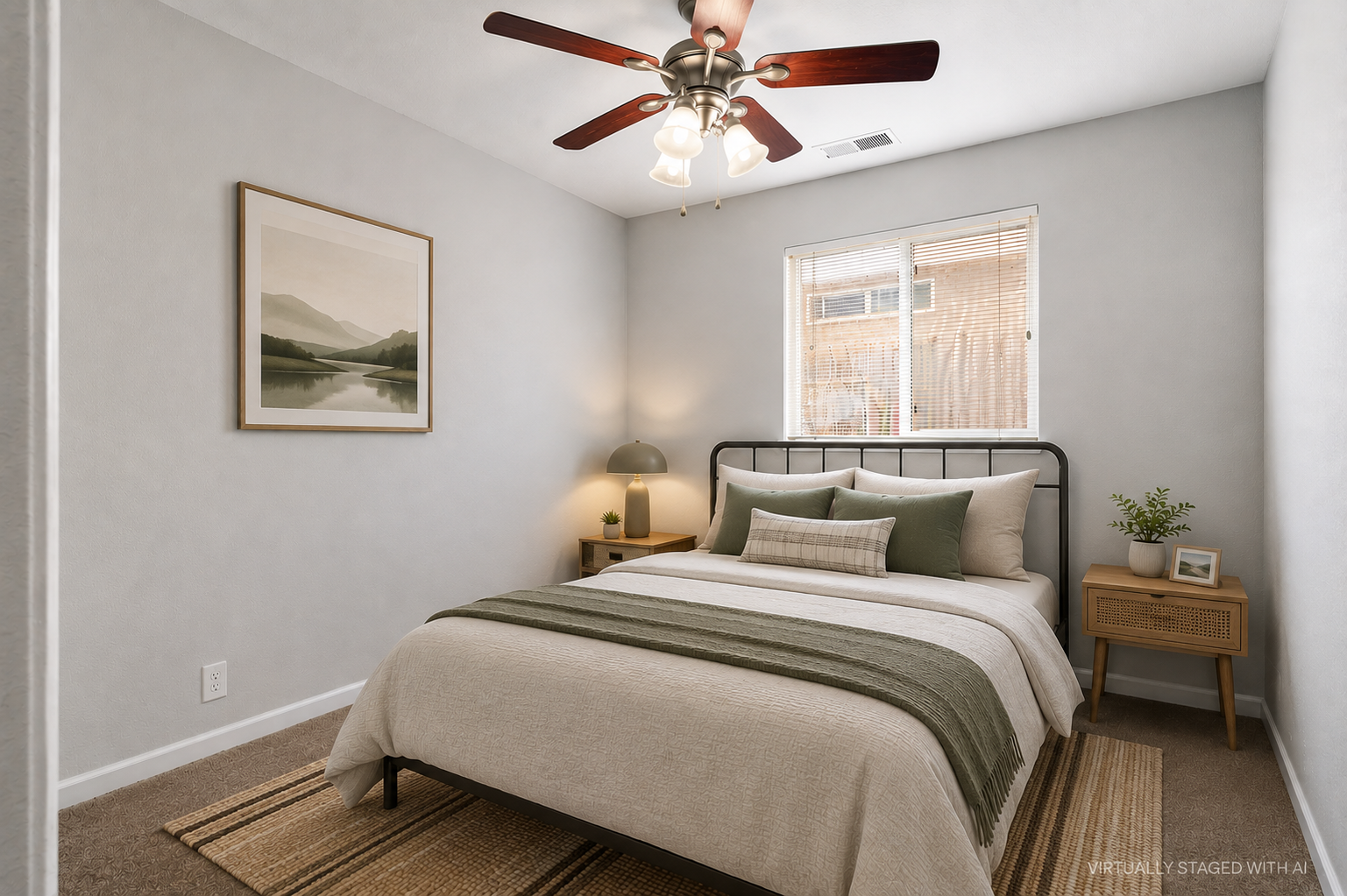 Second bedroom shown with digitally added furniture