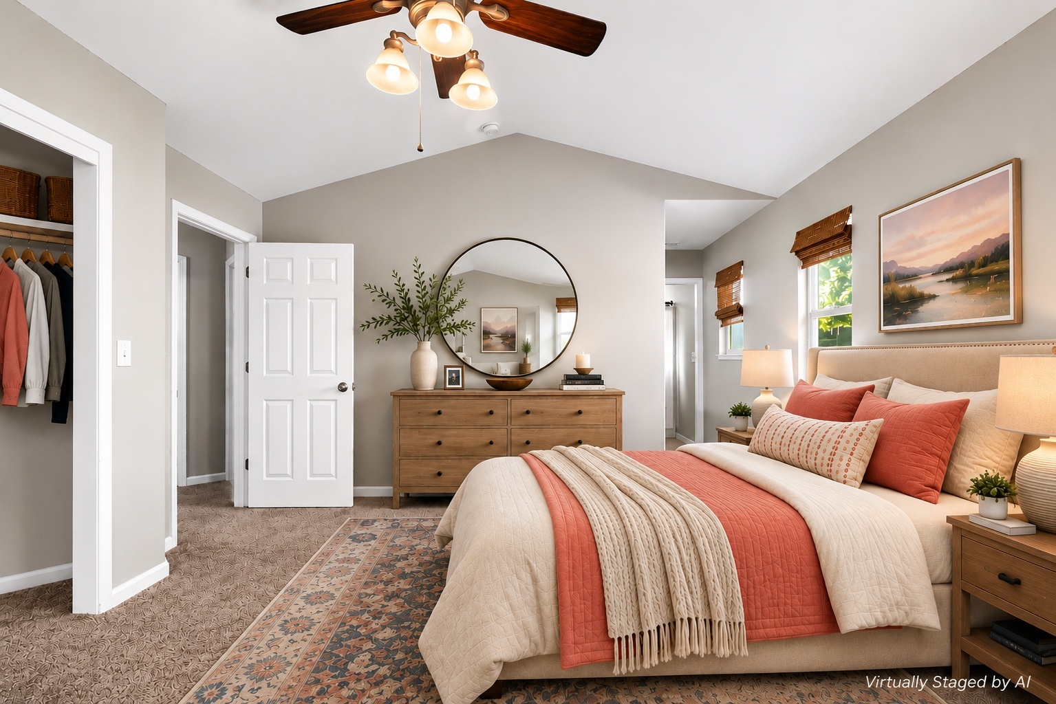 Primary bedroom shown with digitally added furniture